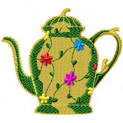 Teapots Embroidery Design 9